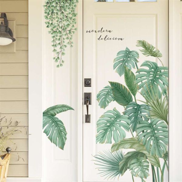 Nordic-inspired tropical leaf wall decals for eco-friendly home decor in living rooms and bedrooms