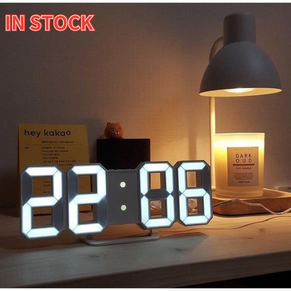 Nordic-style 3D digital wall clock with luminous display, alarm function, and date feature for modern home or office decor