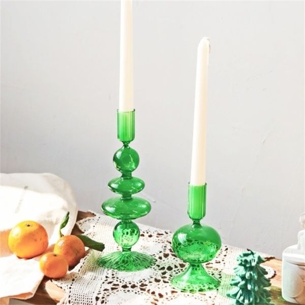 Nordic-style crystal glass candle holders for elegant wedding centerpieces and home decor