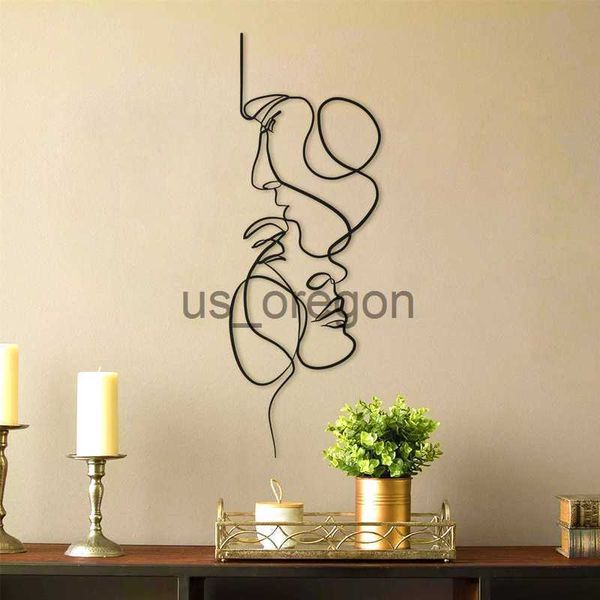 Nordic-style decorative figurines and metal wall art for bedroom and living room, featuring a true love couple design