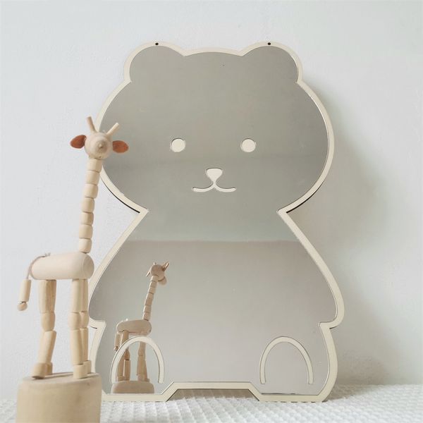 Nordic-style rabbit and bear shaped acrylic mirrors for desktop decoration, perfect for kids' room decor and home accessories