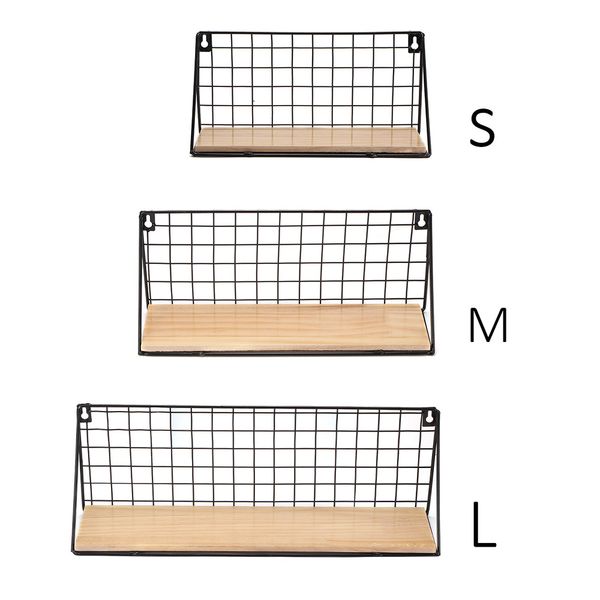 Nordic-style vintage metal wall shelf for decorative storage and flower display
