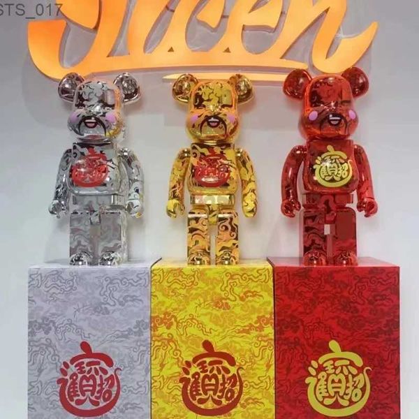 Novelty ABS brick bear statue for interior decor, 70cm blue building block sculpture
