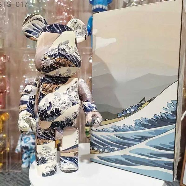 Novelty Bearbricks 400% and 1000% Cyberpunk Daft Punk collaborative bright-faced grizzly bear statue for stylish decor