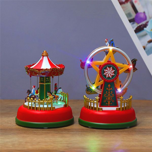 Novelty Christmas Decorations with Glowing Village, Musical Carousel, Ferris Wheel, Tree for Kids' Room and Party Gifts