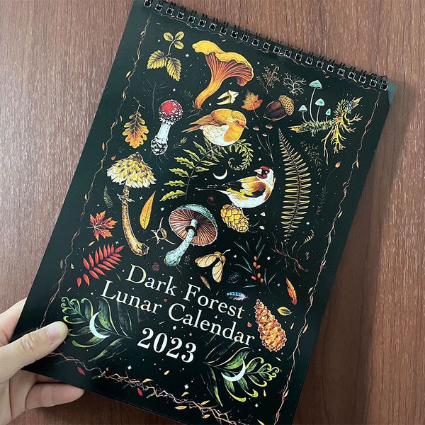 Novelty Dark Forest Moon Phase Wall Hanging - Artistic Lunar Calendar Decor for Home or Office Spaces