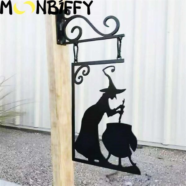 Novelty Halloween Decor - Witch-Shaped Leaky Boiler Silhouette for Doors and Windows