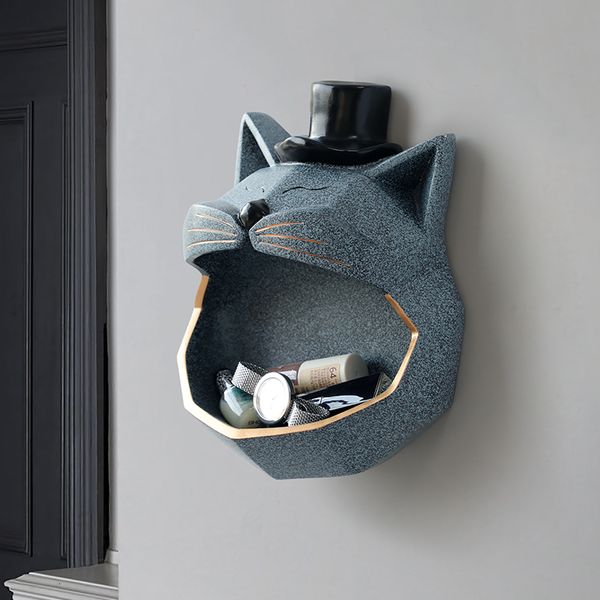Novelty Resin Art Animal Sculpture Box for Jewelry and Keys, Modern Wall Decor for Home Living Room