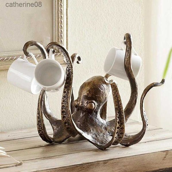 Octopus-themed mug holder featuring a large decorative resin design, perfect for tabletop decoration and home decor
