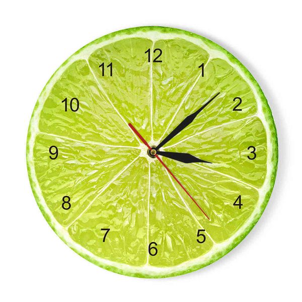 Orange Lemon Fruits Wall Clock in the Kitchen Lime Pomelo Modern Design Clocks Watch Home Decor Wall Art Horologe Non Ticking H1104