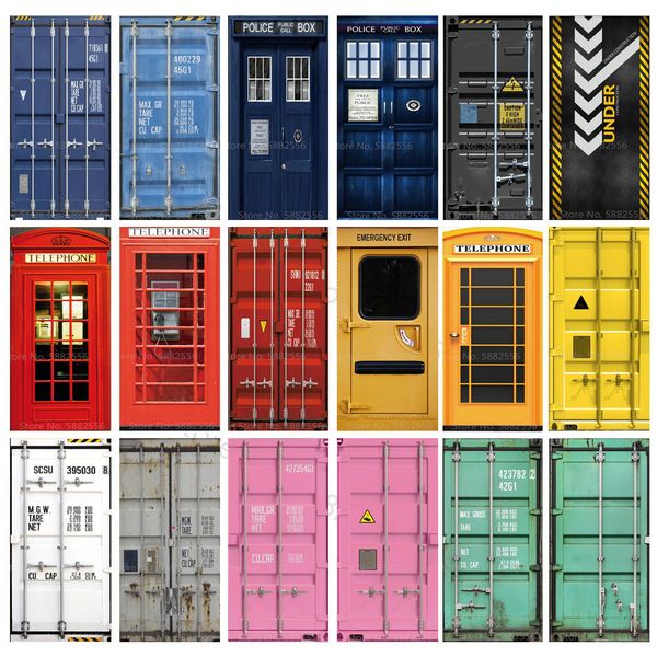 Other Decorative Stickers Adhesive Blue Black White Red Pink Green Container Telephone Booth Door Sticker Wallpaper 3D Living Room Bed Mural

Adhesive decorative stickers in various colors for wall...