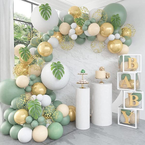 Other Decorative Stickers Green Golden Balloon Garland Arch Kit Chain Wedding Birthday Party Decor Kids Latex Metal Ballon Baby Shower Boy G