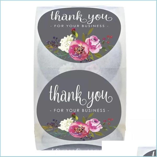 Other Decorative Stickers Round Flower Thank You Stickers Self Adhesive Sticker Invitation Card Label Paster Envelope Sealing Decora Dhjg1