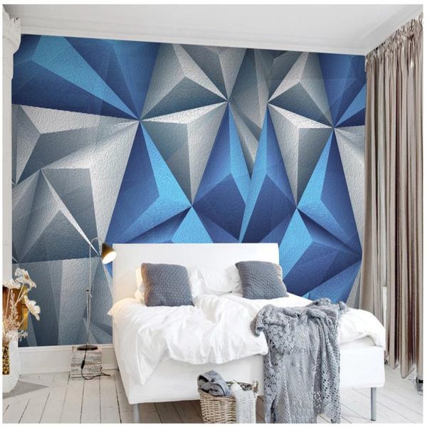 Personalized 3D geometric triangle pattern wallpaper for walls