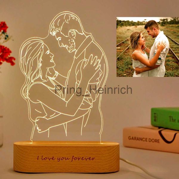 Personalized 3D photo lamp for weddings, anniversaries, and Valentine's gifts with custom engraving