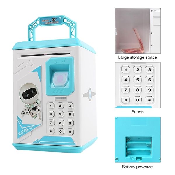 Piggy Bank with Fingerprint ATM Password for Kids' Birthday Gift - Electronic Coin Saving Jar Storage Box LJ201212
