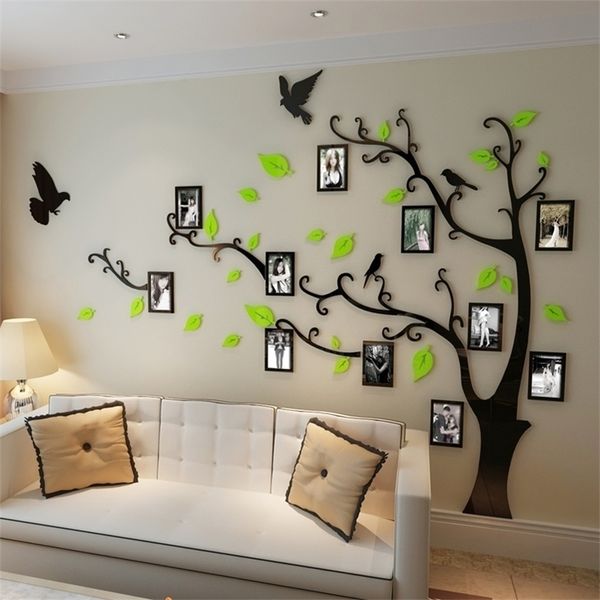 Po frame tree crystal acrylic wall decals for TV sofa background, 3D DIY home art decor 201211