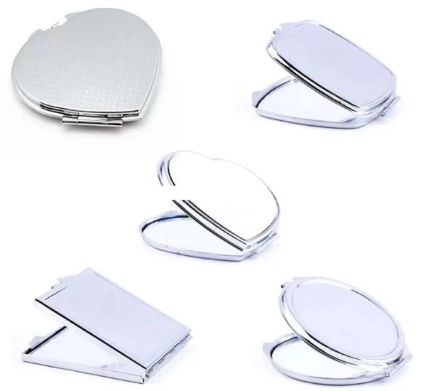 Portable makeup mirror with iron sublimation design on plated aluminum, a stylish cosmetic accessory and perfect girl's gift