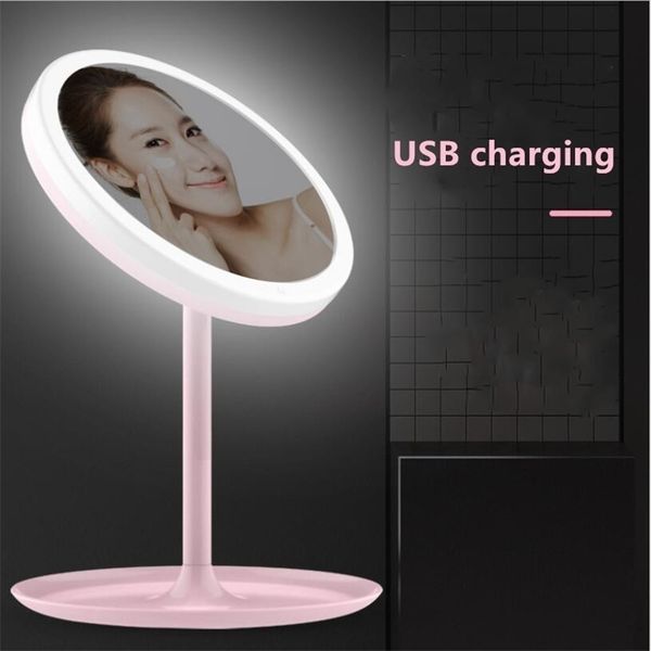 Portable rechargeable LED vanity mirror with folding design for professional beauty use