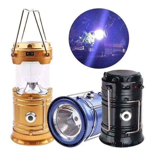 Portable solar-powered LED lantern for camping, tents, and outdoor decor with USB rechargeability