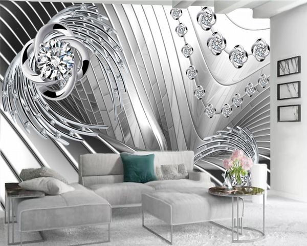 Premium 3D wallpaper for living rooms, featuring luxury diamond and floral designs for elegant interior decor