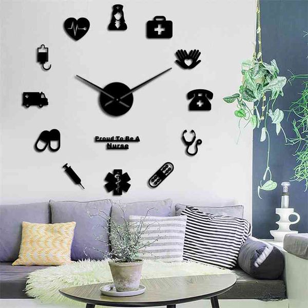 Proud 3D DIY Silent Mirror Wall Clock - Stylish Hospital Decor Gift for Nurses & Doctors