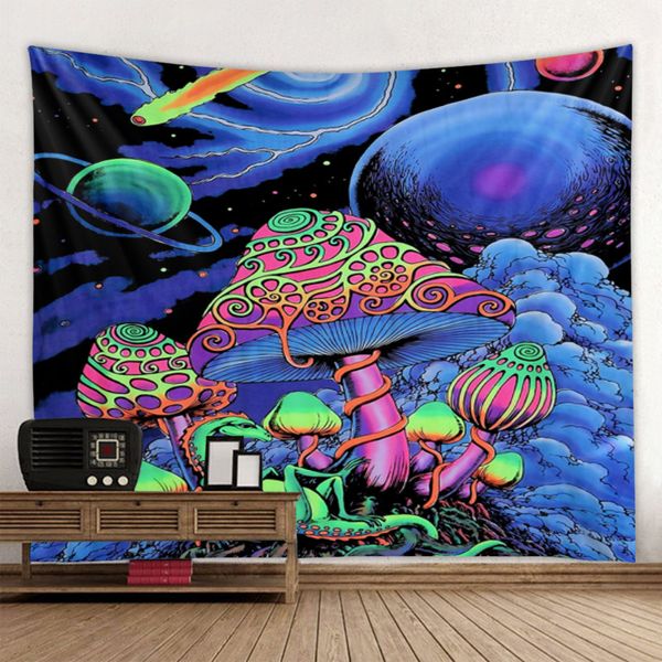 Psychedelic mushroom tapestry for vibrant wall decor