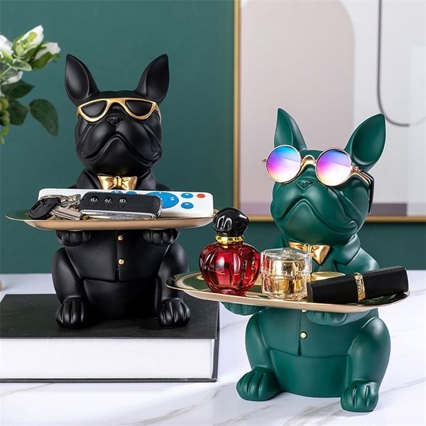 Resin bulldog coin bank figurine for modern home decor and tabletop storage