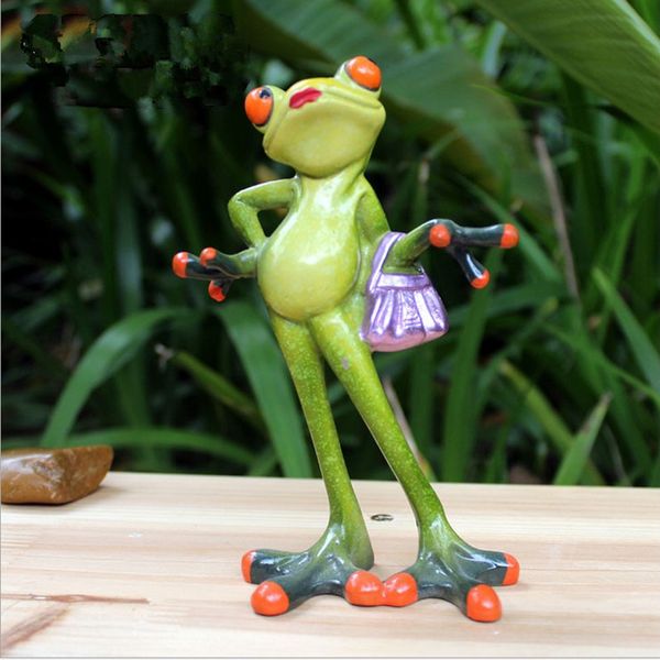 Resin frog figurine for home, office, or garden decor