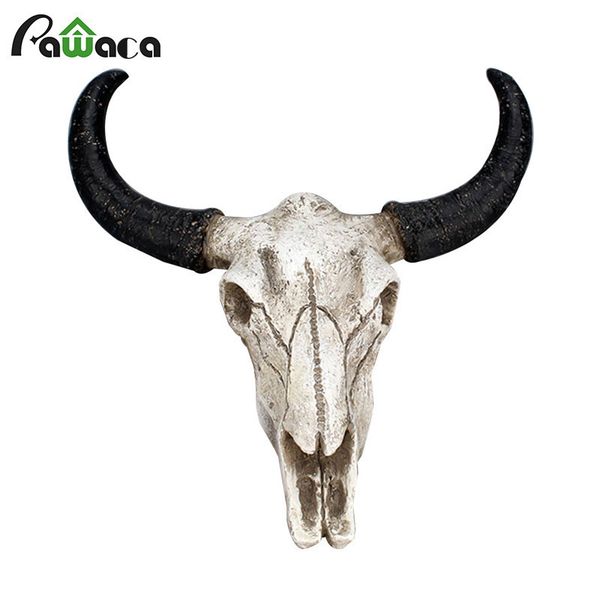 Resin Longhorn Cow Skull Wall Art - 3D Wildlife Sculpture for Home and Halloween Decor
