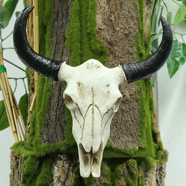 Resin longhorn cow skull wall decor, 3D animal craft for home decoration