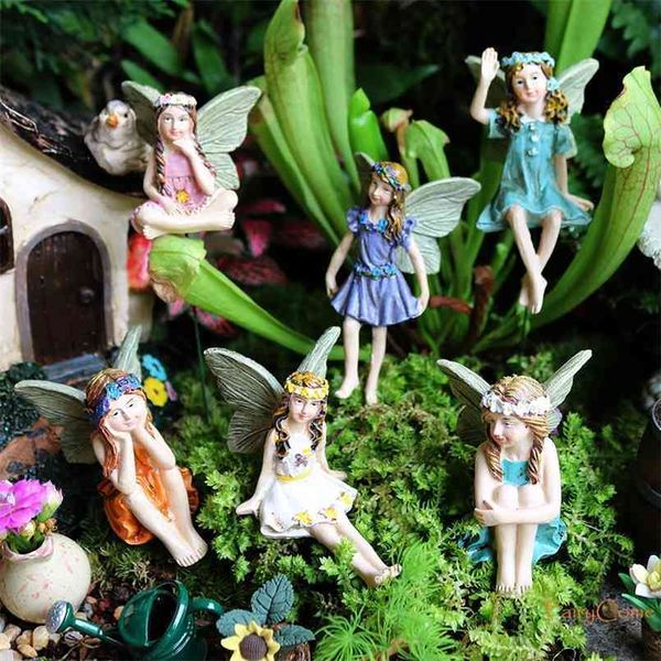 Resin miniature fairy figurine set for garden decoration