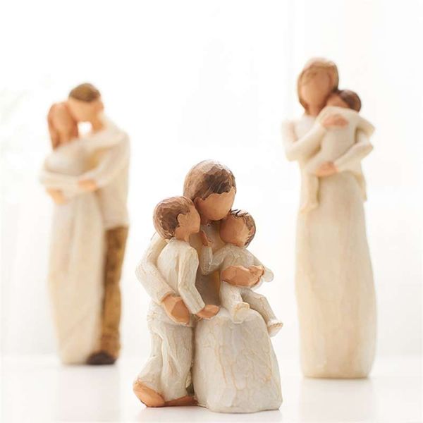 Resin miniature family figurines of mum, dad, and kids for cozy home decor and Christmas gifts