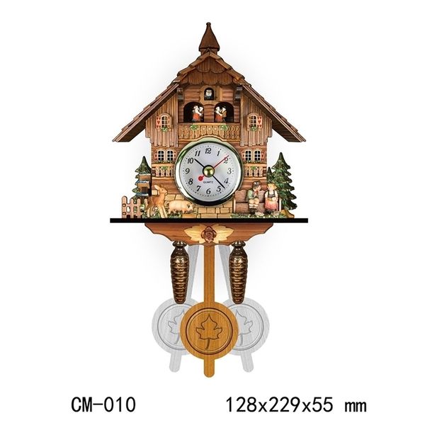 Retro Nordic German Black Forest wooden cuckoo wall clock for living room decor