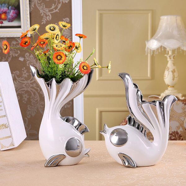 Romantic ceramic kissing fish figurines, porcelain vases, and decorative accessories perfect for Valentine's Day and wedding gifts
