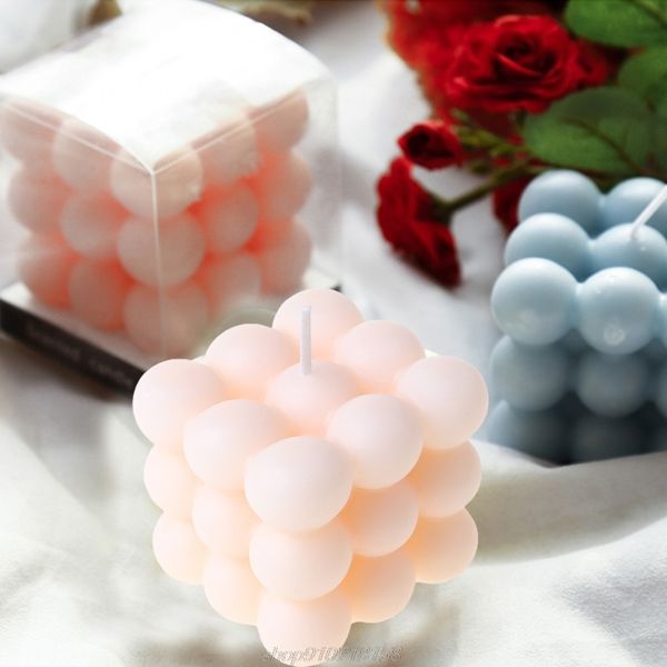 Round Magic Cube Candle with soy wax and essential oils for aromatherapy, perfect for DIY weddings and party decor, available for dropshipping in F17 21 sizes