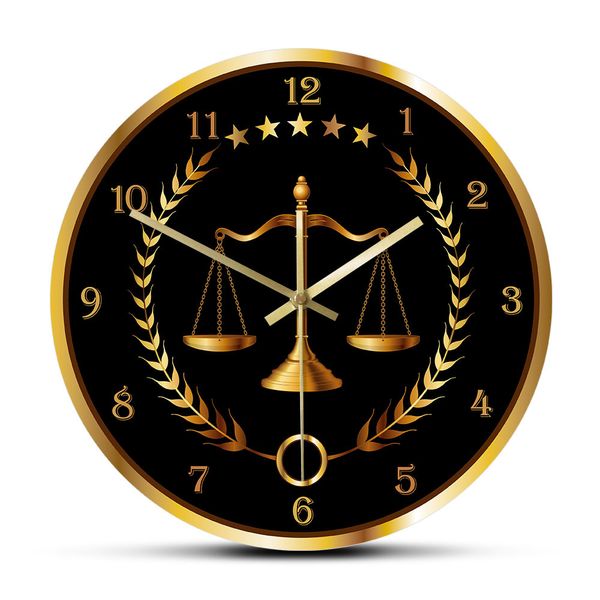 Scale Of Justice Modern Wall Clock Non Ticking Timepiece Lawyer Office Decor Law Firm Wall Art Judge Law Hanging Wallwatch
