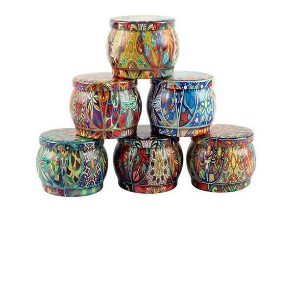 Scented Candles Art offers a set of 6 metal candle jars with gardenia, lavender, vanilla, rosemary, lemon, and jasmine soy wax fragrances, perfect for weddings and Valentine's Day