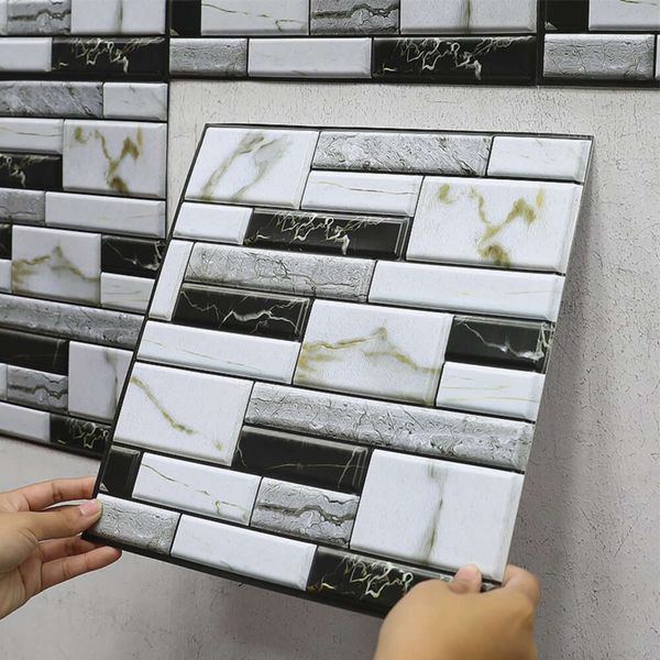Self-adhesive 3D PVC wall stickers for kitchen and bathroom cabinets, waterproof and stylish home decor