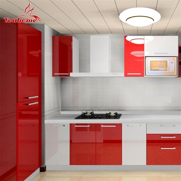 Self-adhesive glossy wallpaper for wardrobe, oil-resistant waterproof kitchen cabinet wall sticker, removable home decor decal