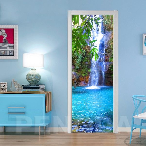 Self-adhesive waterfall tree decal mural for DIY home decoration, waterproof and printable
