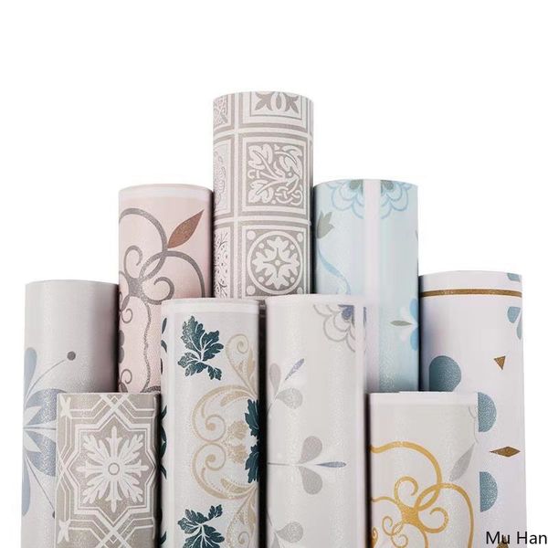 Self-adhesive waterproof PVC wallpaper for kitchen and bathroom, durable and slip-resistant floor stickers