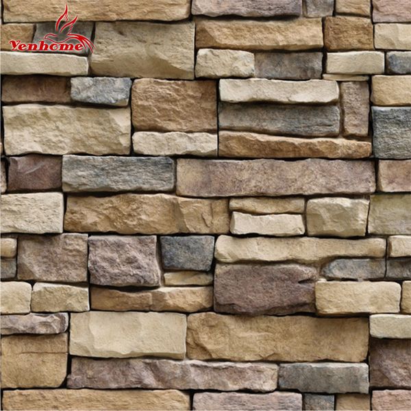 Self-adhesive waterproof stone brick wallpaper for home decor in living room, bedroom, bathroom, and kitchen
