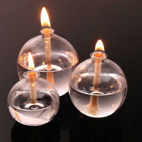 Set of 3 small glass oil lamps for elegant home decor, perfect for Thanksgiving ambiance and romantic lighting