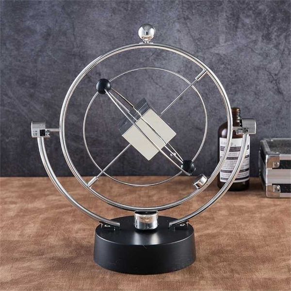 Silver Cube Perpetual Motion Pendulum Mini Electric Cradle Toy for Kids Desk Decor Gift 211108