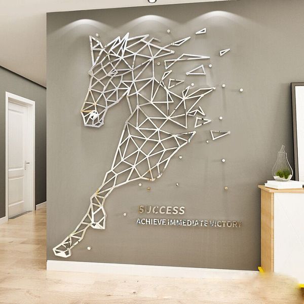 Simple 3D acrylic wall stickers for DIY home decoration, creative living room mirror wall art design LJ201128