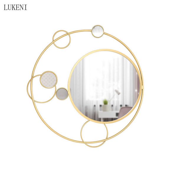 Simple contemporary metal decor for living room sofa backdrop with wall mirror and shop display model