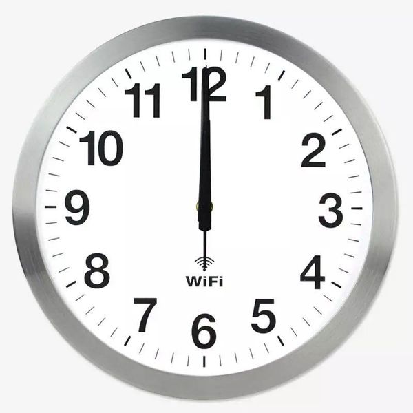 Sleek WiFi-enabled wall clock with automatic time sync, minimalist quartz design for modern living spaces