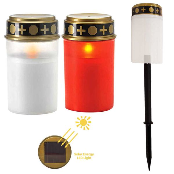 Solar-powered sensor candles automatically light up for graves, rituals, or Halloween decor