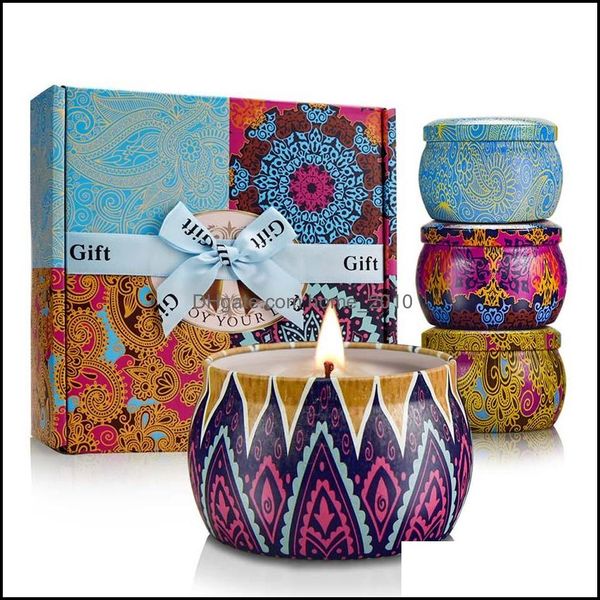 Soy travel tin candles with essential oils for aromatherapy and home fragrance